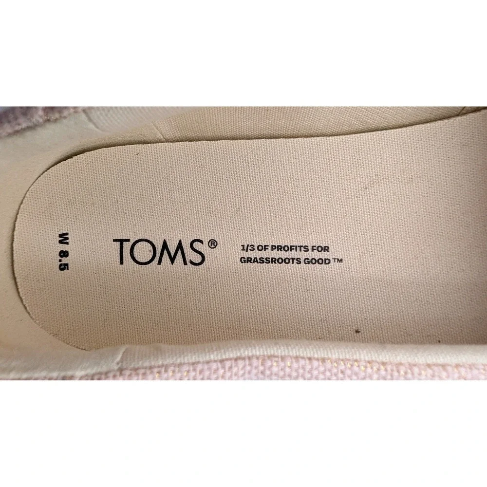 Toms Wmn Valencia Dusty Peach Metallic Linen Platform Slip On Shoes 10019807 8.5